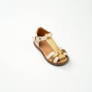 Sandales bébé fille  en cuir blanc cassé