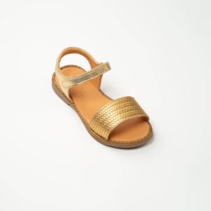 Sandales fille en cuir doré torsadé