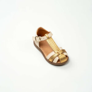 Sandales bébé fille  en cuir blanc cassé