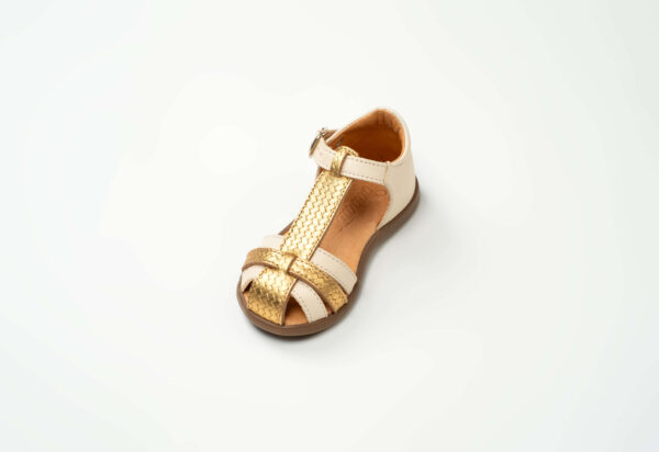 Sandales bébé fille  en cuir blanc cassé – Image 2