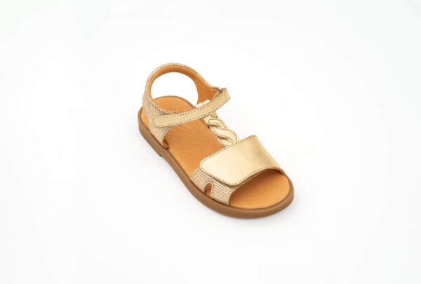 Sandales fille en cuir  vernis doré
