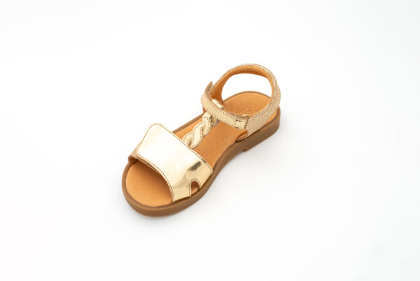 Sandales fille en cuir  vernis doré – Image 2