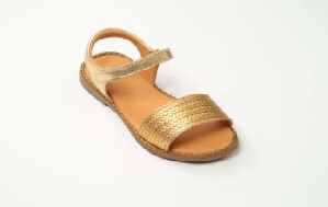 Sandales fille en cuir doré torsadé
