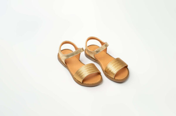 Sandales fille en cuir doré torsadé – Image 3