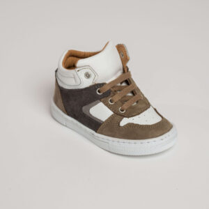 Baskets montantes bébé garçon en cuir à lacets et zip