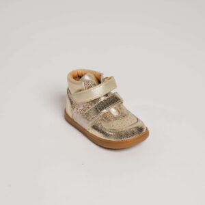 Baskets montantes bébé fille en cuir métallisé