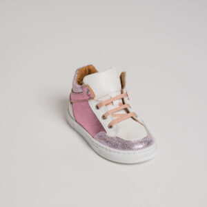 Baskets montantes à lacets bébé fille en cuir