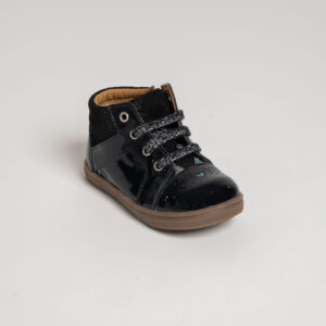 Bottines bébé fille à lacets en cuir vernis