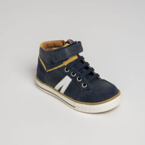 Baskets montantes enfant garçon en cuir à lacets et scratch